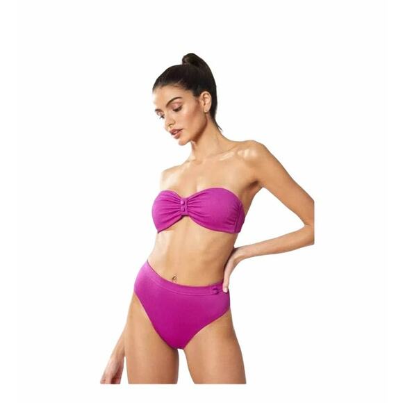 Red Carter Acai Sammie Button Bandeau Bikini Top - Picture 1 of 9